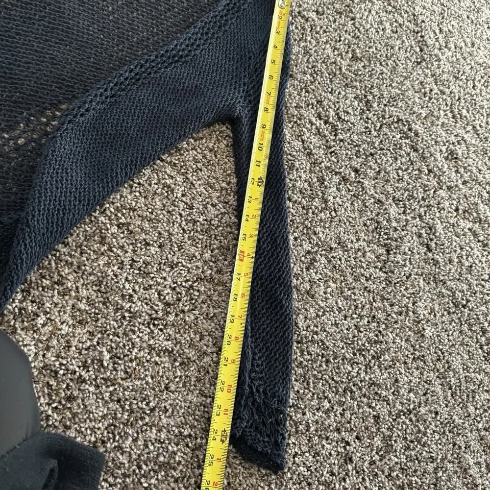 Lucky Brand Duster XS Dark Navy Blue Crochet Open Front - Picture 8 of 10